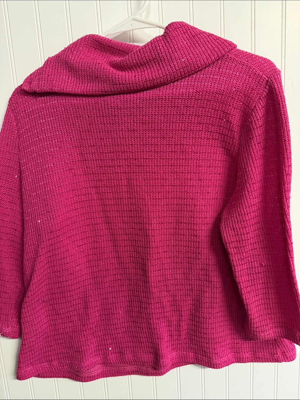 Ruby Rd. Hot Pink Button-Shoulder Cowl Sweater - Picture 3 of 4